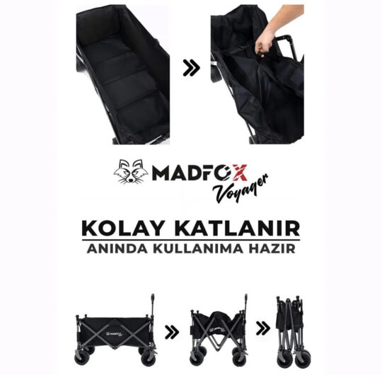 Madfox Voyager Katlanır Çok Amaçlı Yük Taşıma Arabası [Vagon] BLACK - Görsel 5