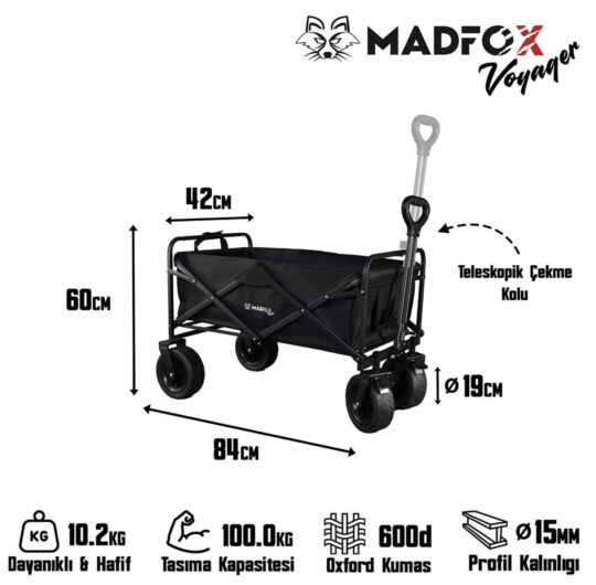 Madfox Voyager Katlanır Çok Amaçlı Yük Taşıma Arabası [Vagon] BLACK - Görsel 6