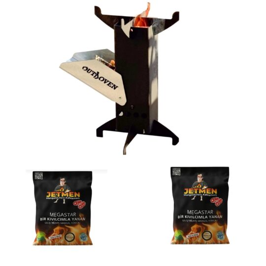 Outdoven bit roket soba ve 4 kg jetmen mangal kömürü - Görsel 2